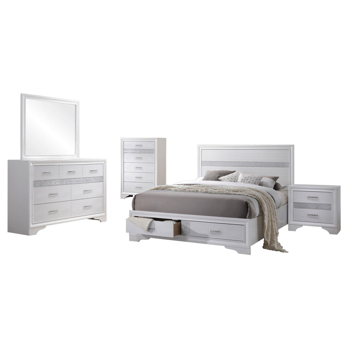 Miranda White 5-Piece Eastern King Platform Storage Bedroom Set from Coaster - Luna Furniture