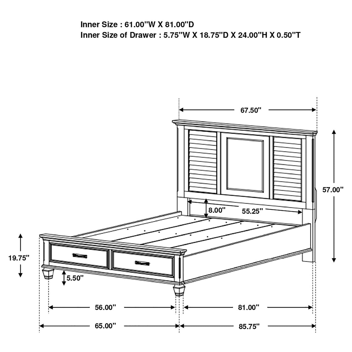 Franco Antique White 4-Piece Queen Storage Bedroom Set from Coaster - Luna Furniture