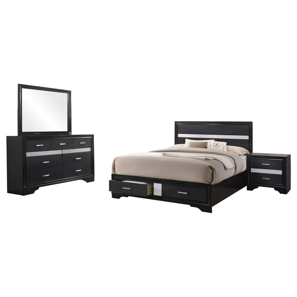 Miranda Black 4-Piece California King Platform Storage Bedroom Set from Coaster - Luna Furniture
