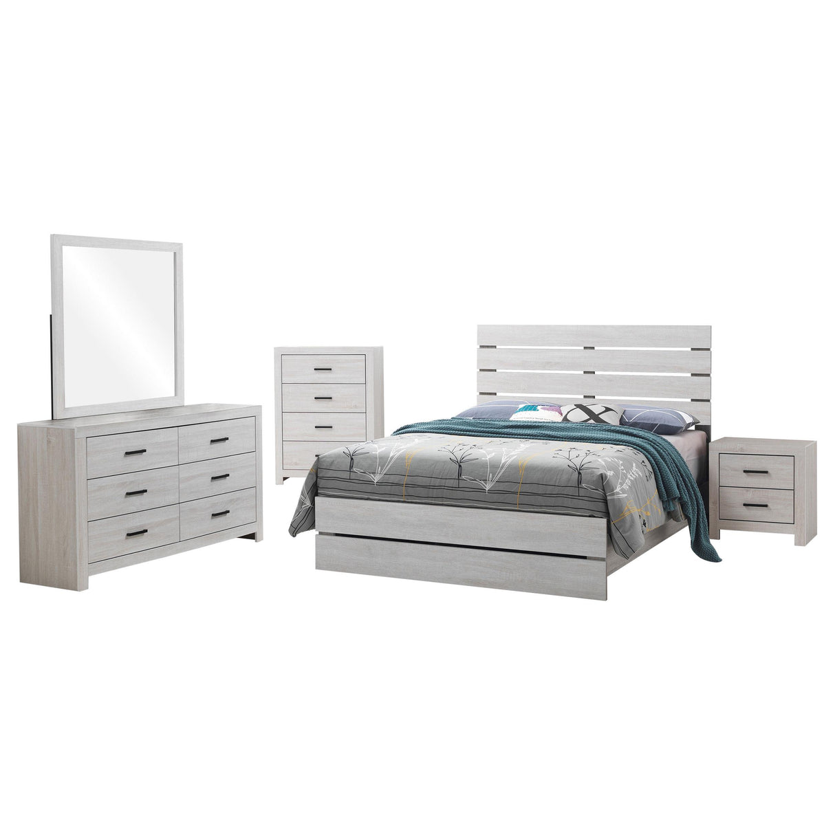 Brantford Coastal White 5-Piece Queen Panel Bedroom Set from Coaster - Luna Furniture
