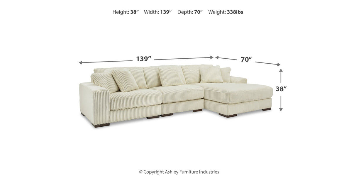 Lindyn Ivory 3-Piece Sectional with Ottoman from Ashley Furniture - Luna Furniture