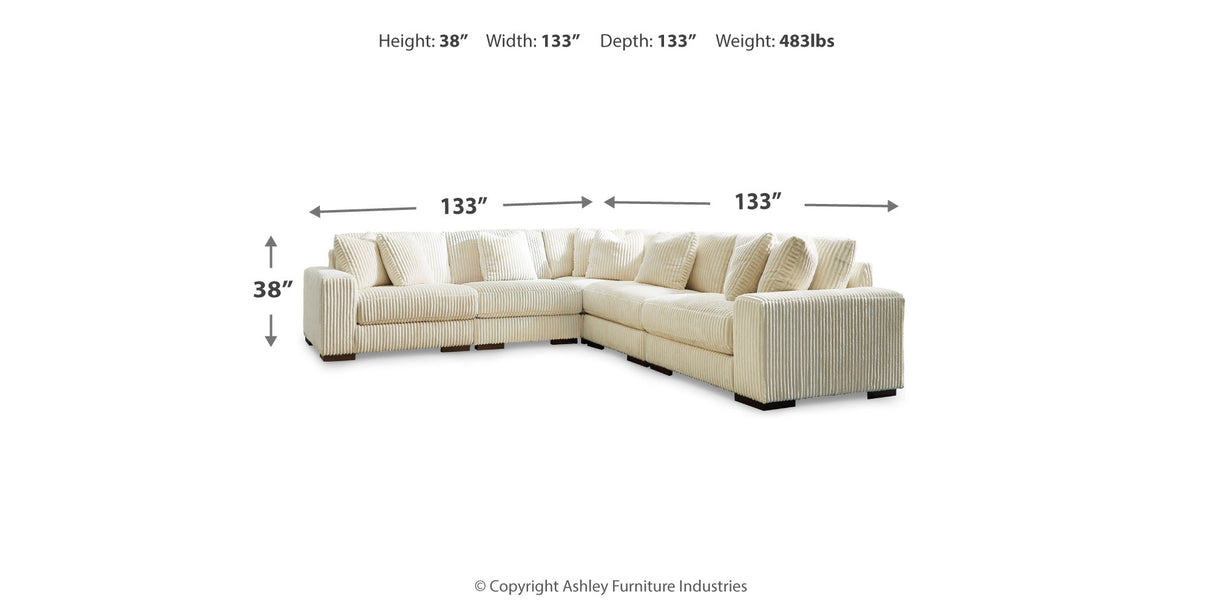 Lindyn Ivory 5-Piece Sectional with Ottoman from Ashley Furniture - Luna Furniture