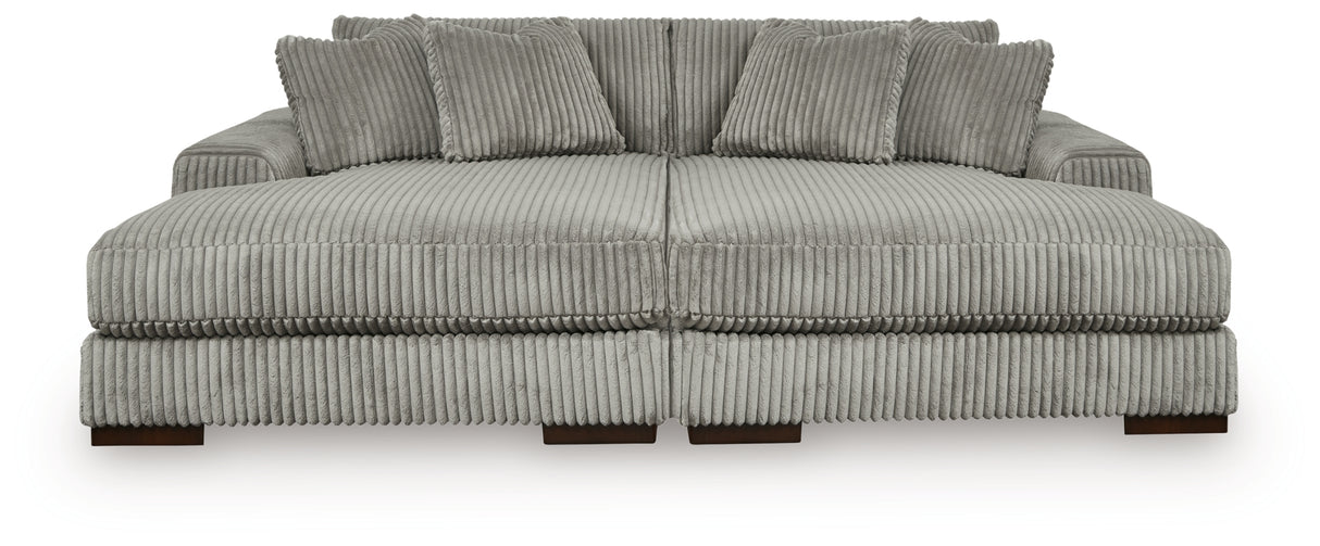 Lindyn Fog Super Chaise with Oversized Swivel Chair from Ashley Furniture - Luna Furniture