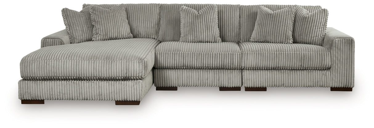 Lindyn Fog 3-Piece Sectional and Oversized Swivel Accent Chair from Ashley - Luna Furniture