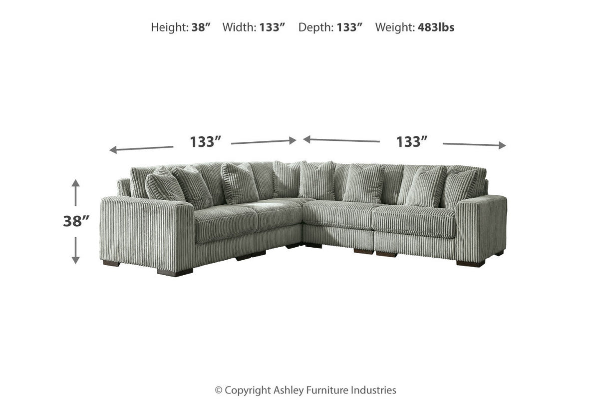 Lindyn Fog 5-Piece Sectional and Ottoman from Ashley - Luna Furniture