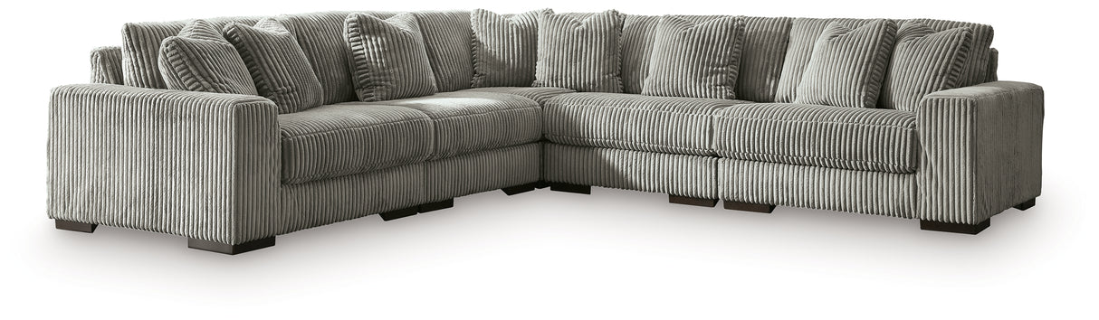 Lindyn Fog 5-Piece Sectional and Ottoman from Ashley Furniture - Luna Furniture