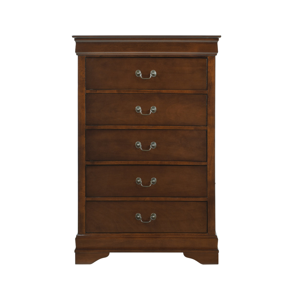 Mayville Brown Cherry 4-Piece Bedroom Set (Queen Bed, Nightstand, Dresser, Mirror)