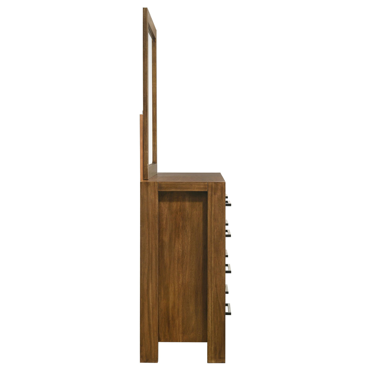 Adderley Warm Brown dresser and mirror, rear view, black back panels and support brackets