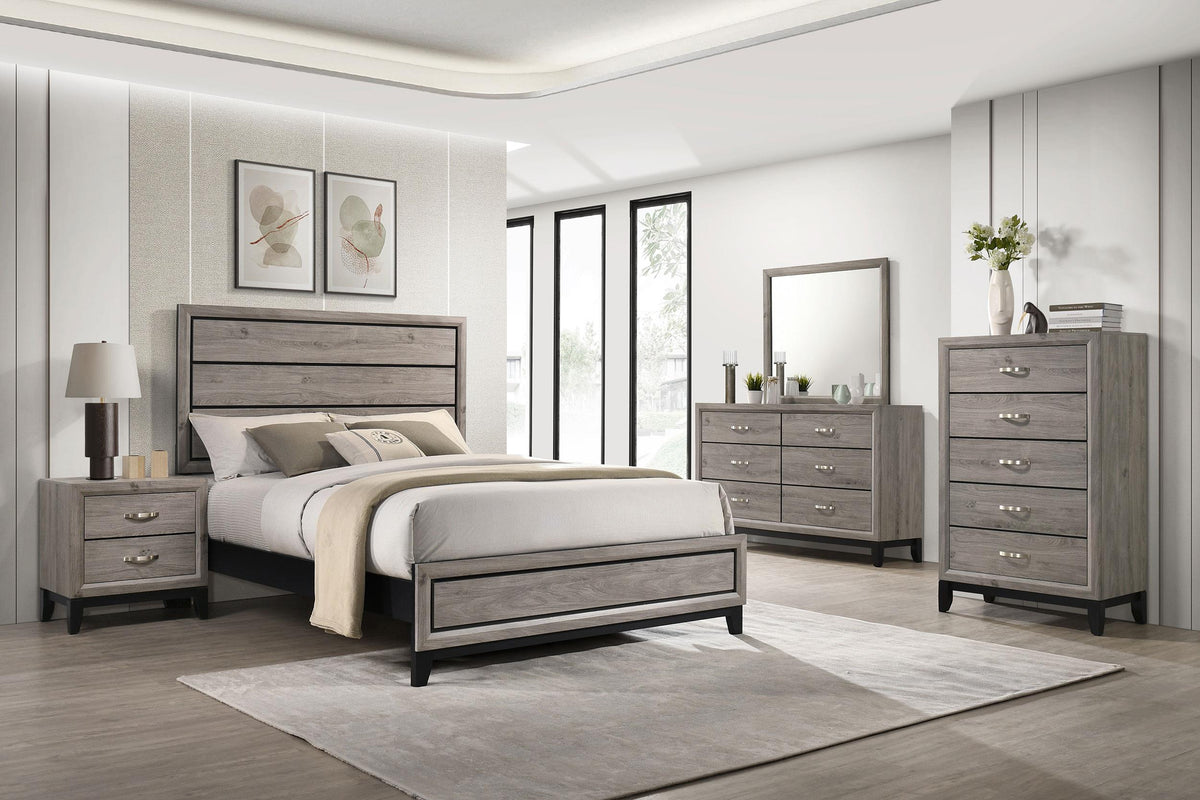 Valen Light Taupe California King Wood Panel Bed from Coaster - Luna Furniture