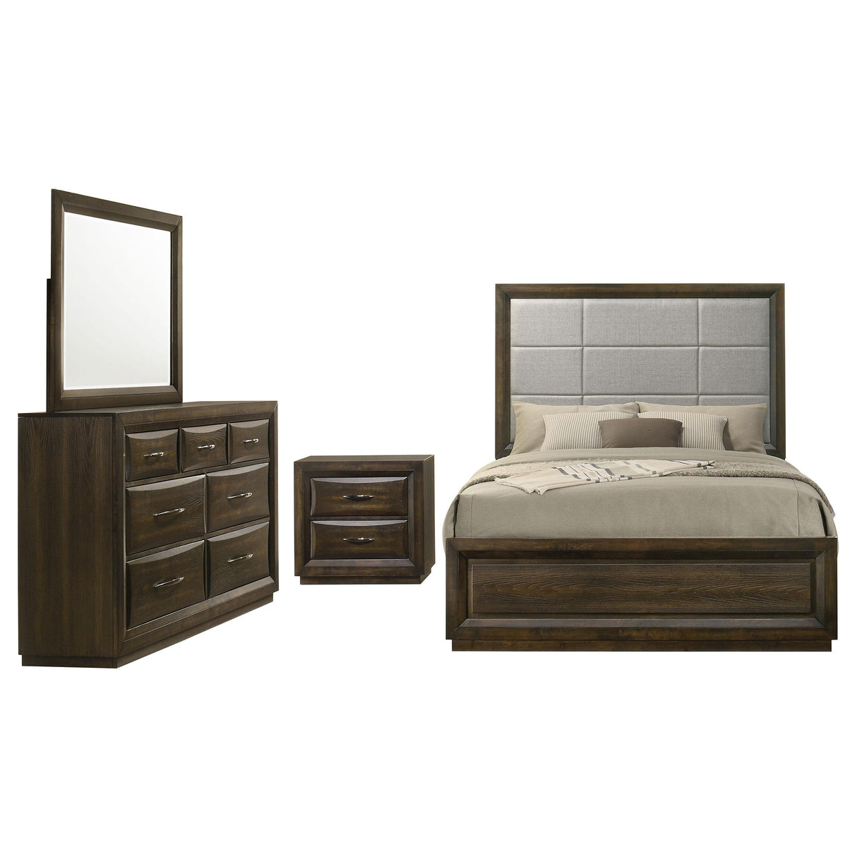 Atlas Dark Oak and Gray 4-piece Queen Bedroom Set from Coaster - Luna Furniture