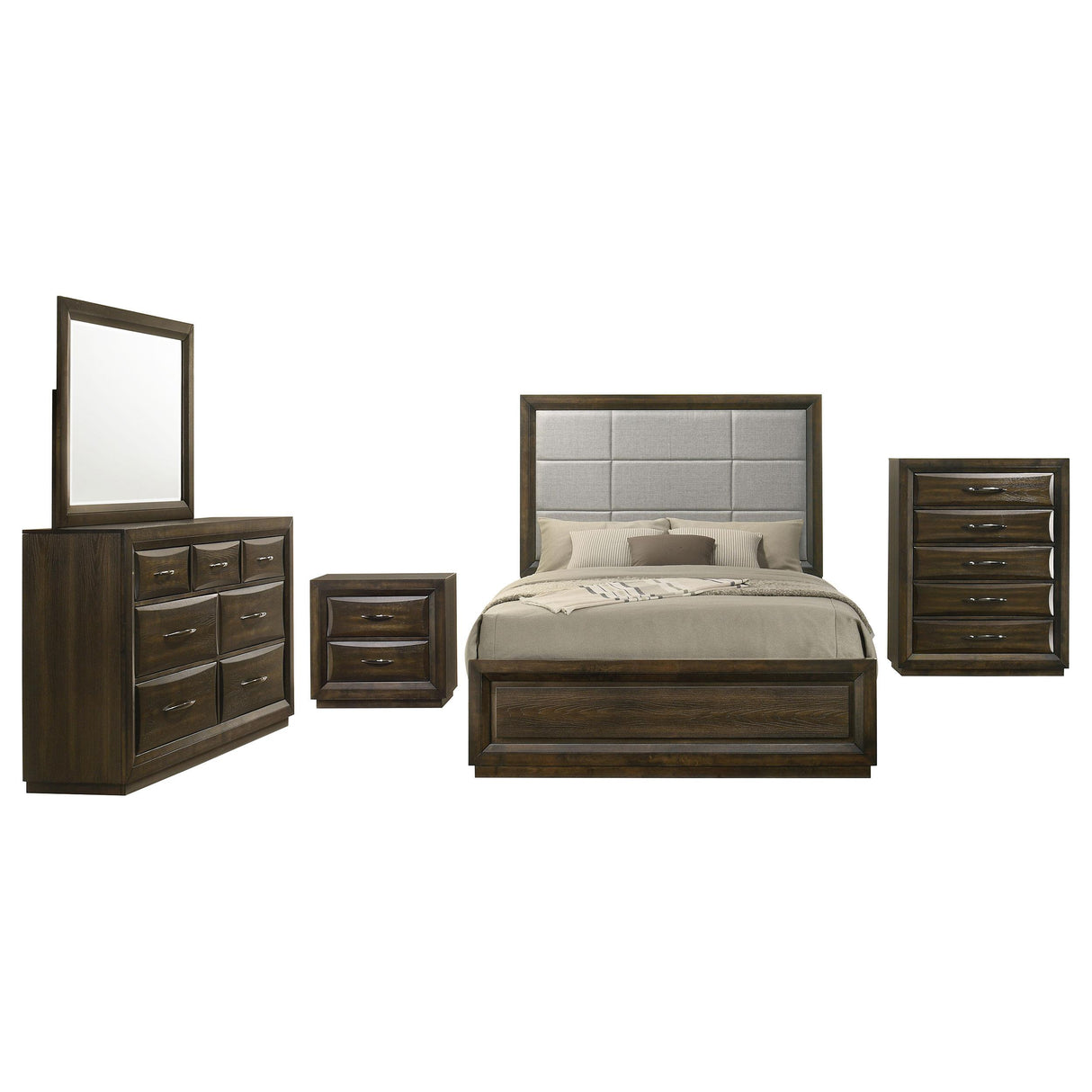 Atlas Dark Oak and Gray 5-piece Queen Bedroom Set from Coaster - Luna Furniture