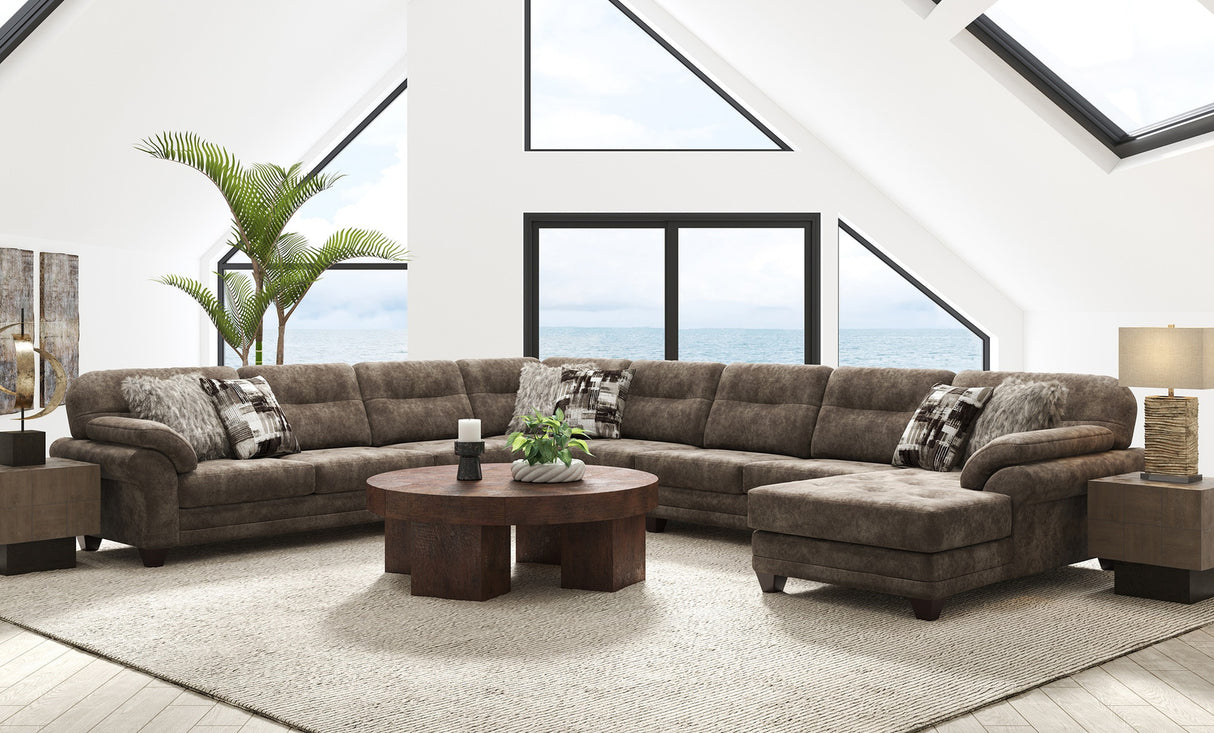 Wonderland Cola Brown 6-Piece RAF Chaise Sectional from New Era Innovations - Luna Furniture