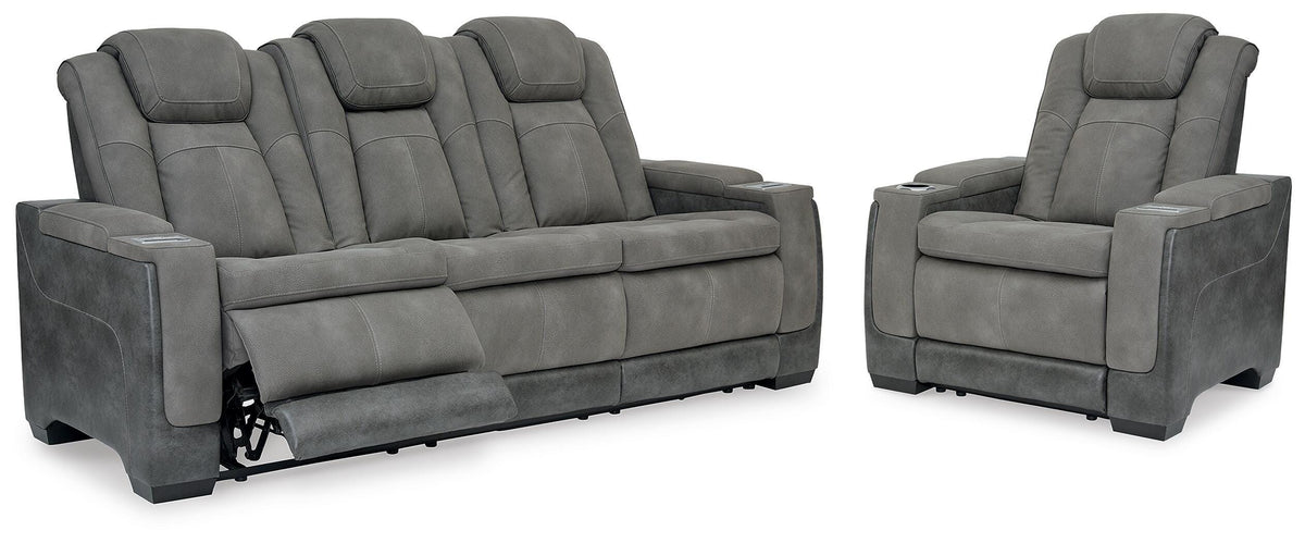 Next-Gen Durapella Slate Power Reclining Sofa and Power Recliner from Ashley - Luna Furniture