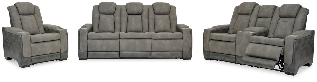 Next-Gen DuraPella Slate Power Reclining Sofa, Loveseat and Recliner from Ashley - Luna Furniture
