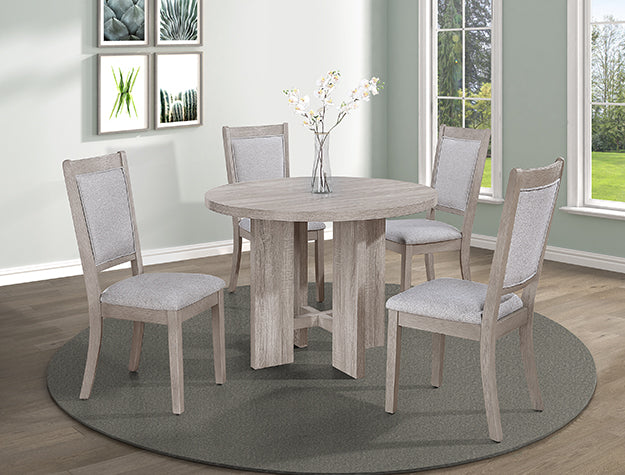 Amara Driftwood 5-Piece Round Dining Set from Crown Mark - Luna Furniture