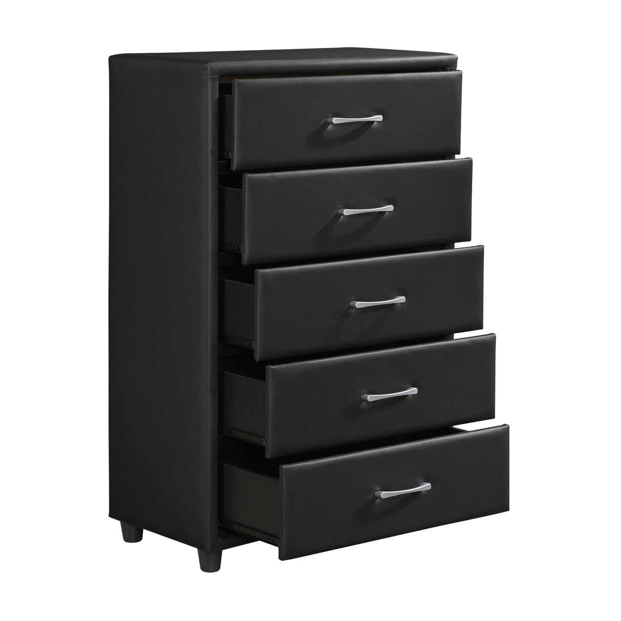 Lorenzi Black 4-Piece Bedroom Set (Queen Bed, Nightstand, Dresser, Mirror) from Homelegance - Luna Furniture