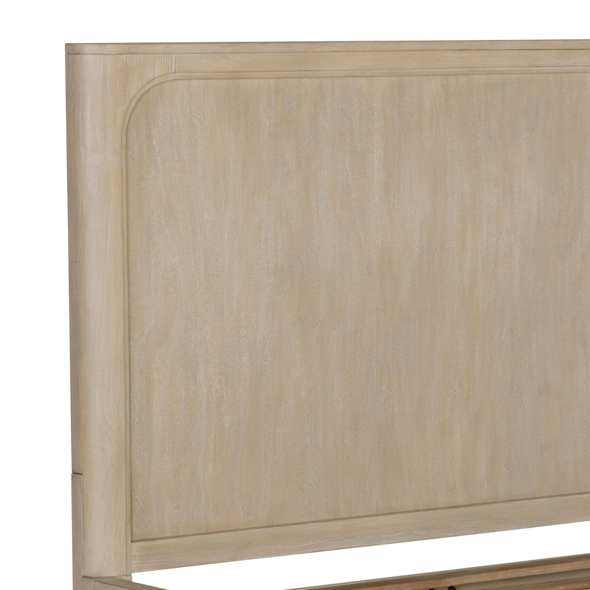 Solano Weathered California King Panel Bed, side profile with slatted platform construction