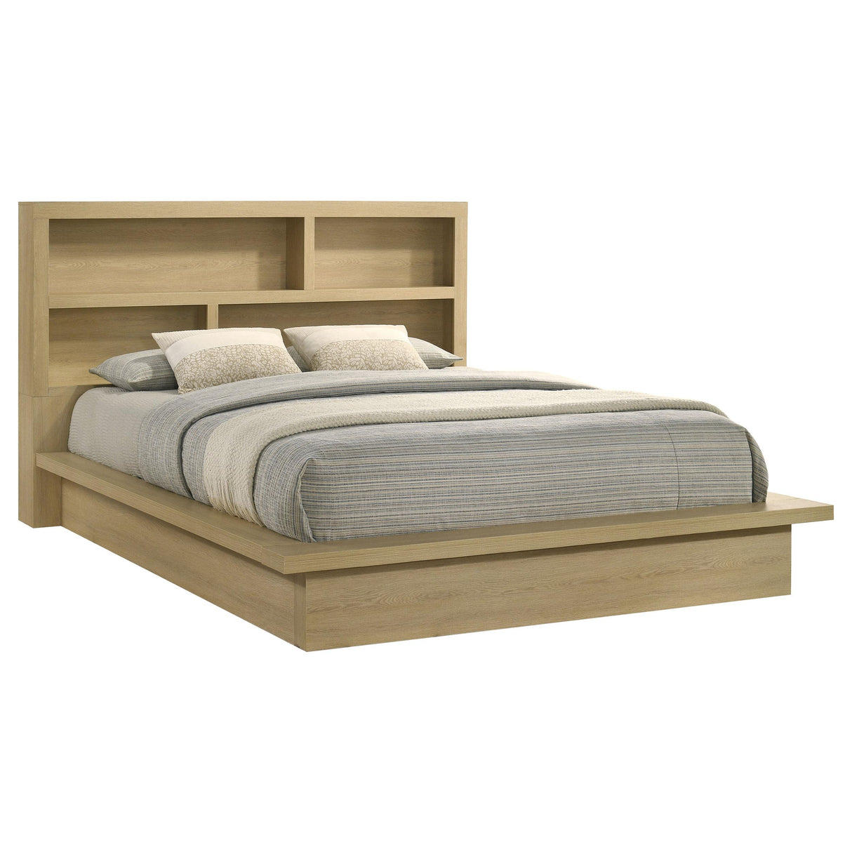 Hendricks Light Oak California King Bookcase Headboard Platform Bed from Coaster - Luna Furniture