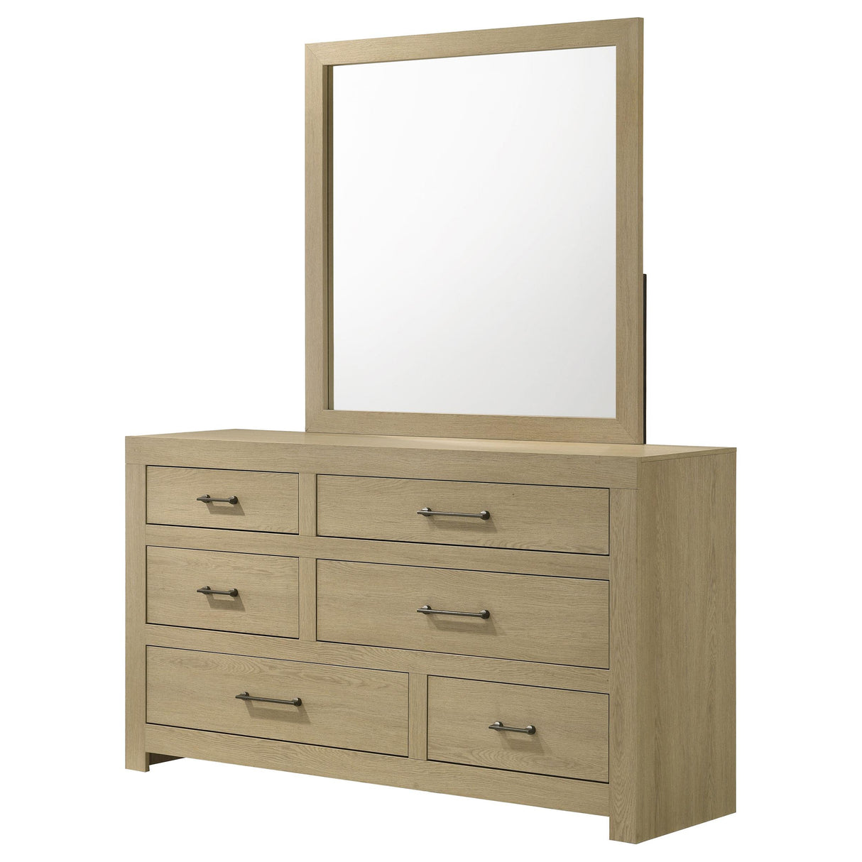 Hendricks Light Oak 6-drawer Bedroom Dresser and Mirror from Coaster - Luna Furniture