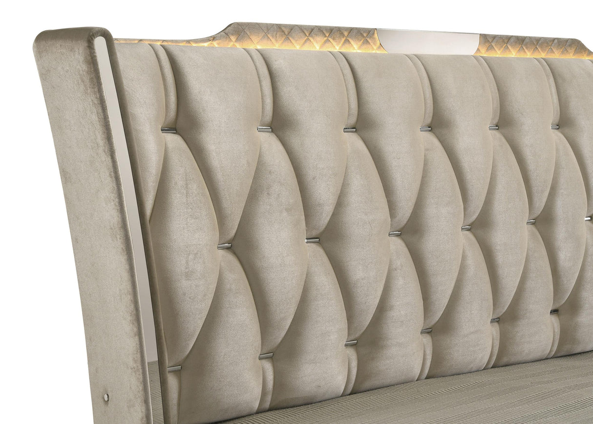 Lorient Ivory and Camel California King LED Upholstered Bed from Coaster - Luna Furniture