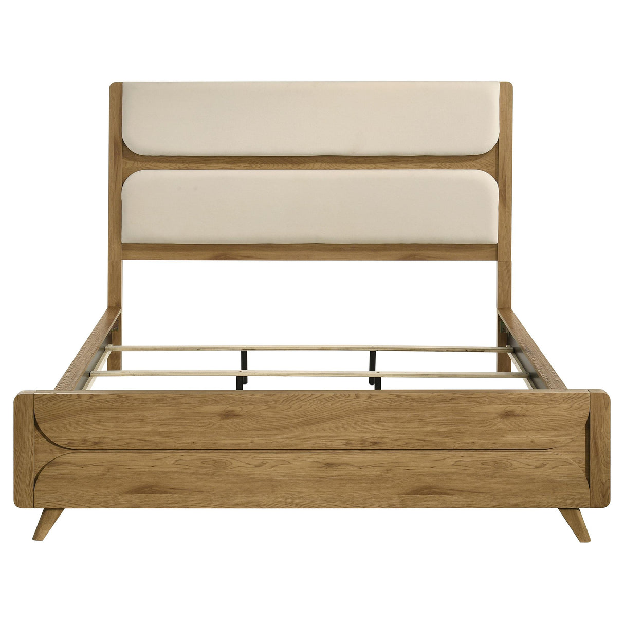 Bennett Light Oak and Cream California King Upholstered Panel Bed from Coaster - Luna Furniture