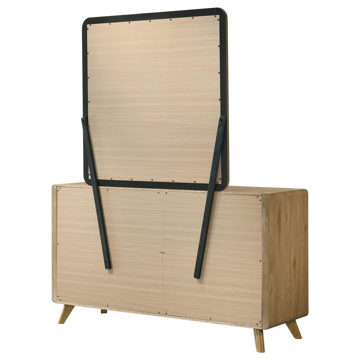 Bennett Light Oak 6-drawer Bedroom Dresser and Mirror Set from Coaster - Luna Furniture