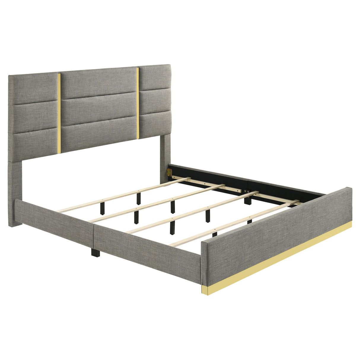 Ines Gray and White High Gloss 5-Piece Eastern King Bedroom Set from Coaster - Luna Furniture