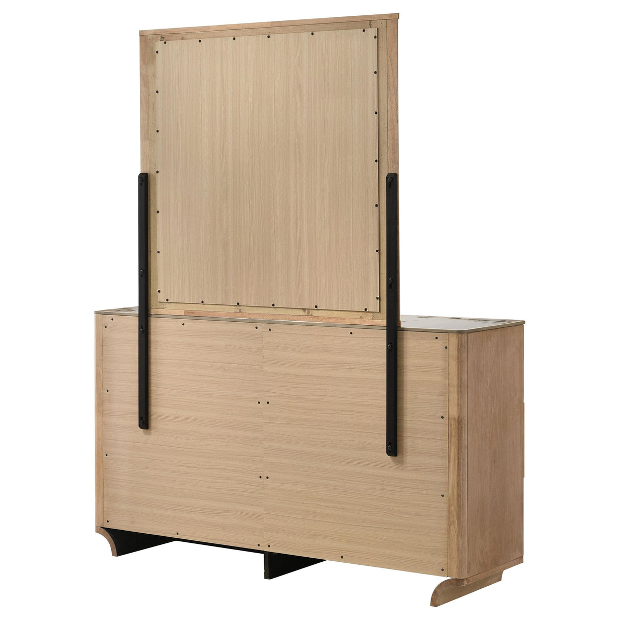 Leanne Light Oak 6-drawer Sinter Stone Top Dresser and Mirror from Coaster - Luna Furniture