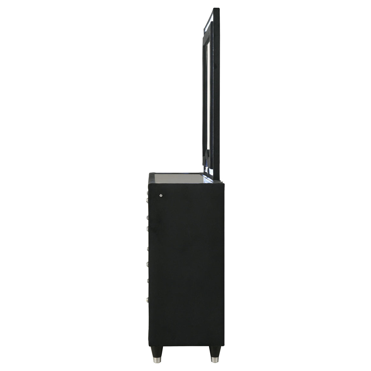 Ravenne Black dresser and mirror set, side profile, black finish