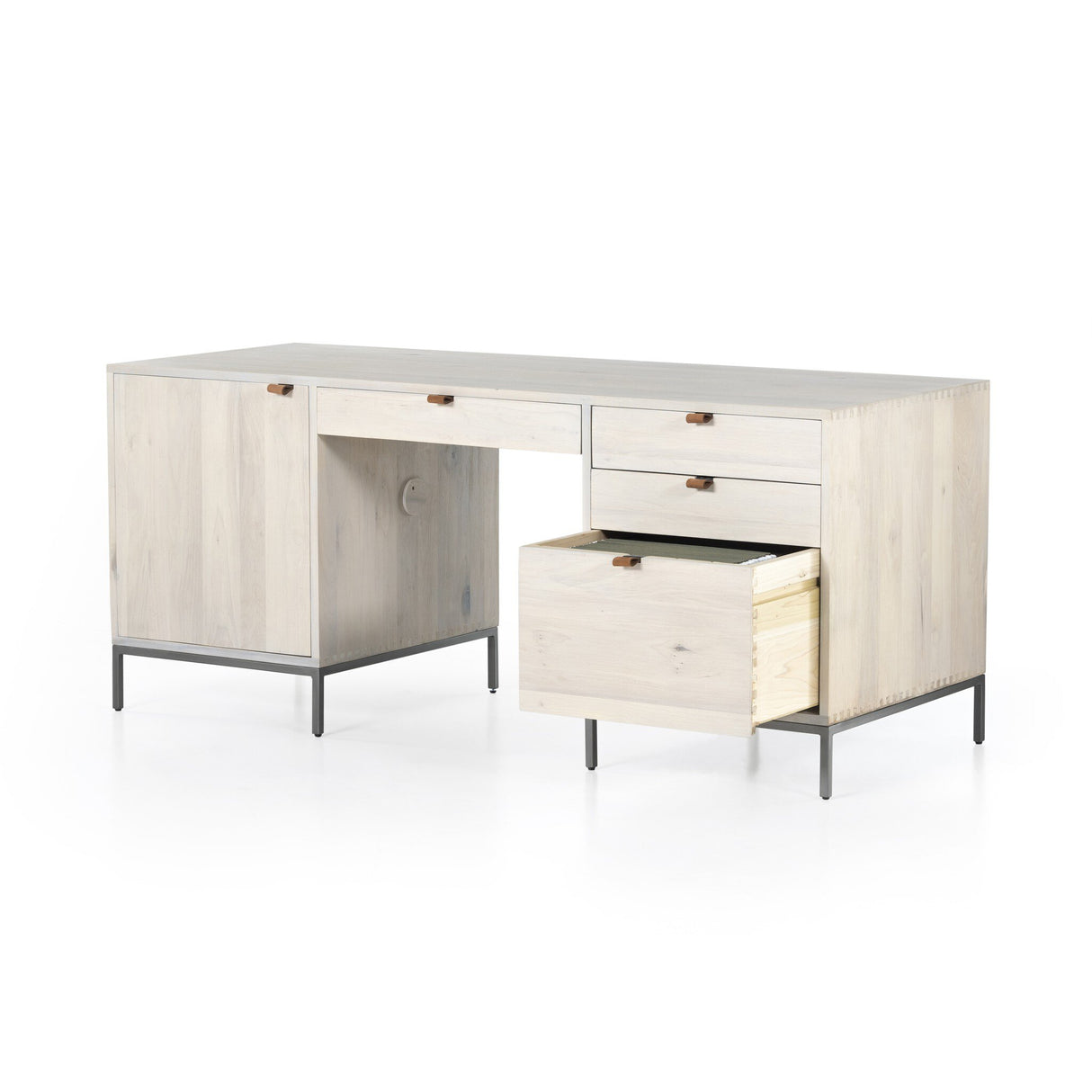 Trey Executive Desk in Dove Poplar from Four Hands - Luna Furniture
