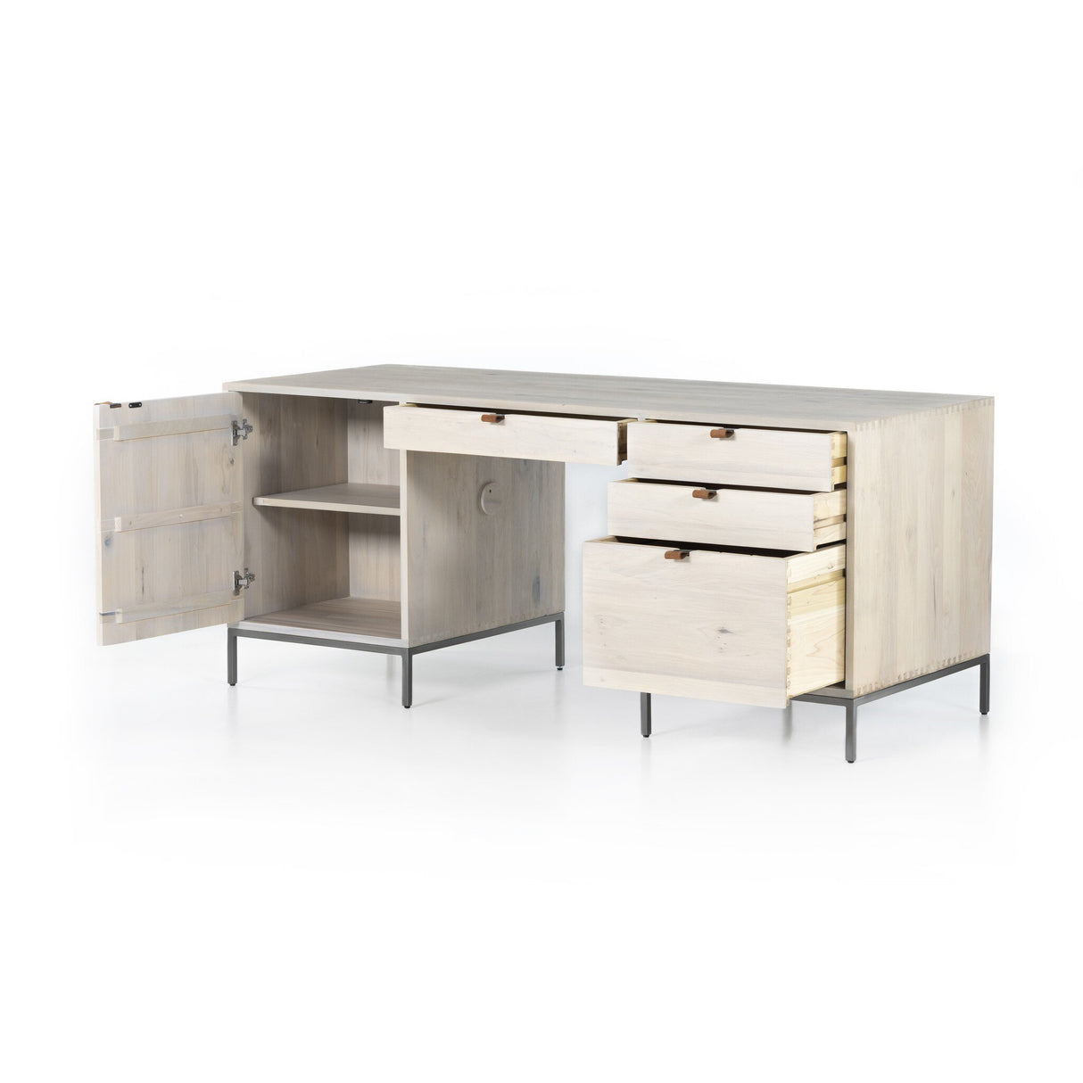 Trey Executive Desk in Dove Poplar from Four Hands - Luna Furniture