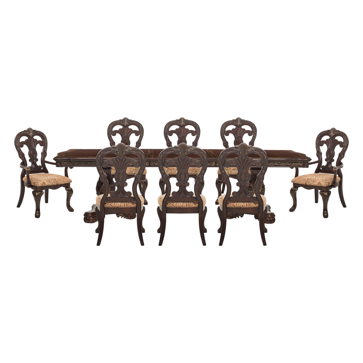 Deryn Park Cherry 7-Piece 114" Extendable Dining Room Set from Homelegance - Luna Furniture