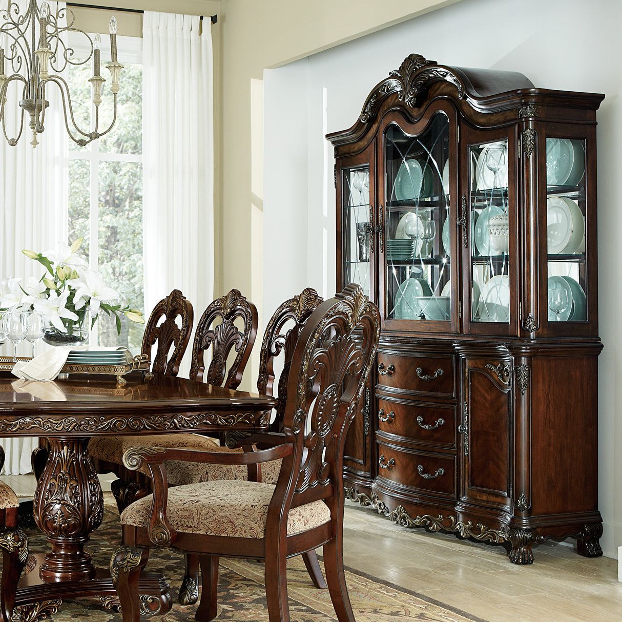 Deryn Park Cherry Buffet & Hutch from Homelegance - Luna Furniture