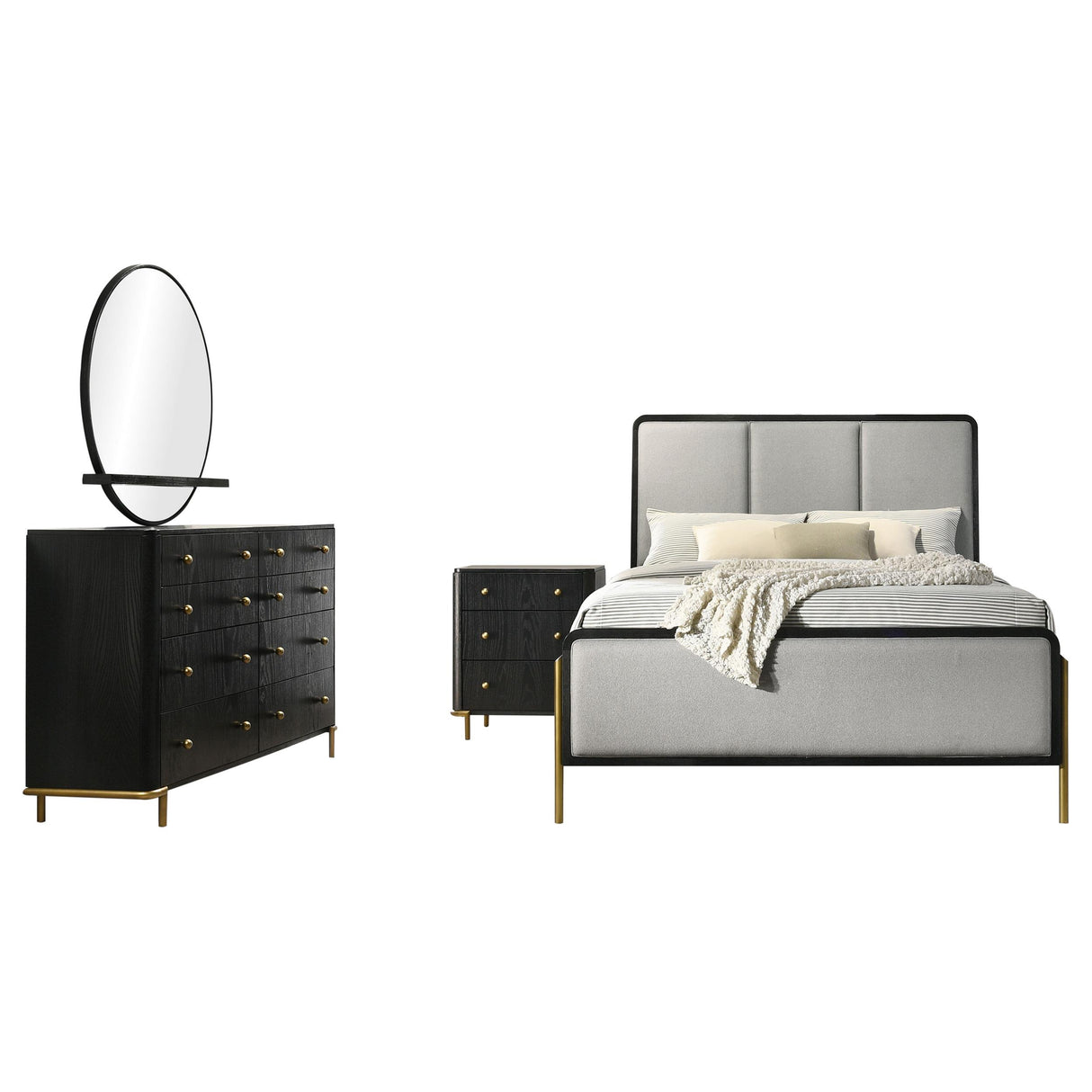 Arini Black and Gray 4-Piece Eastern King Bedroom Set from Coaster - Luna Furniture