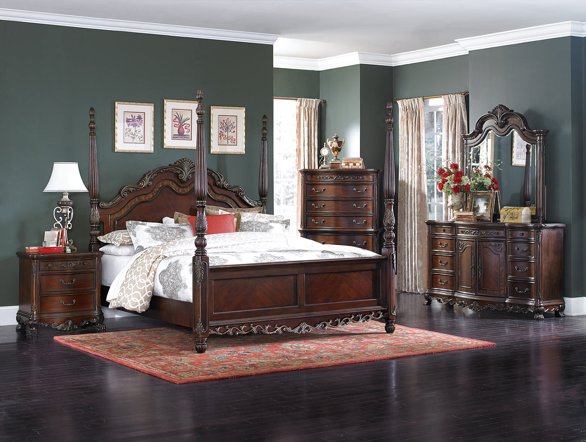 Deryn Park Cherry Queen Poster Bed from Homelegance - Luna Furniture