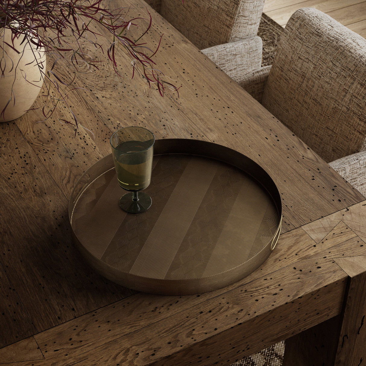 Etched Tray in Etched Brass from Four Hands - Luna Furniture