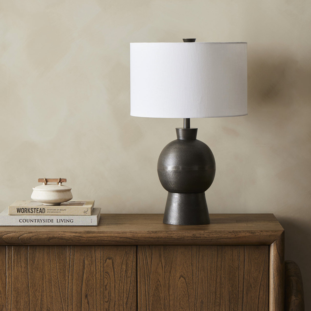 Kelita Table Lamp in Textured Black Aluminum from Four Hands - Luna Furniture