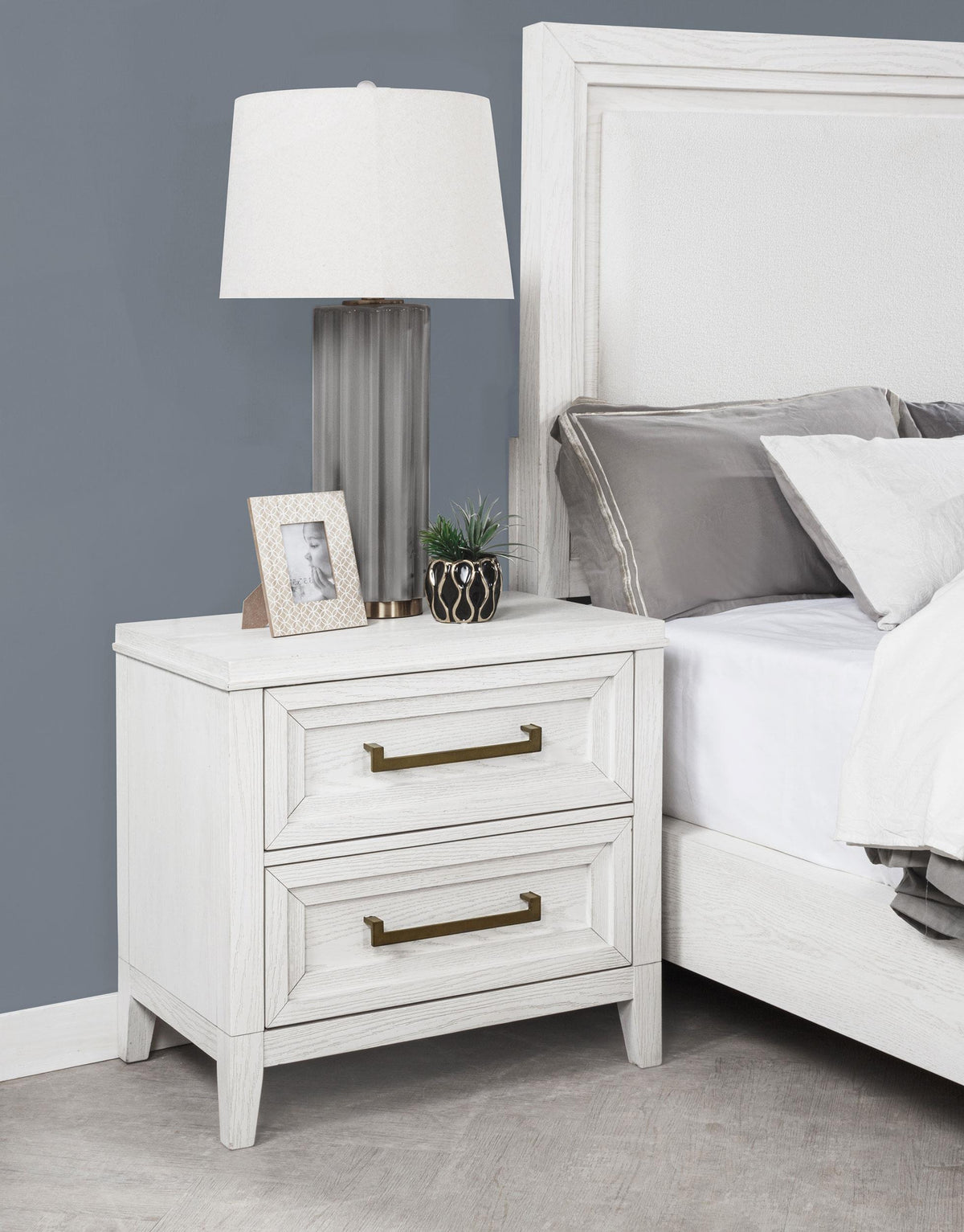Marielle Distressed White 2-Drawer Nightstand from Coaster - Luna Furniture