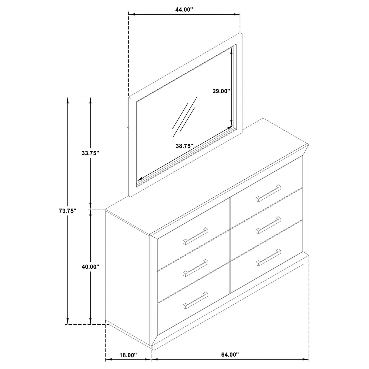 Kenora Barley Brown 6-Drawer Dresser and Mirror from Coaster - Luna Furniture