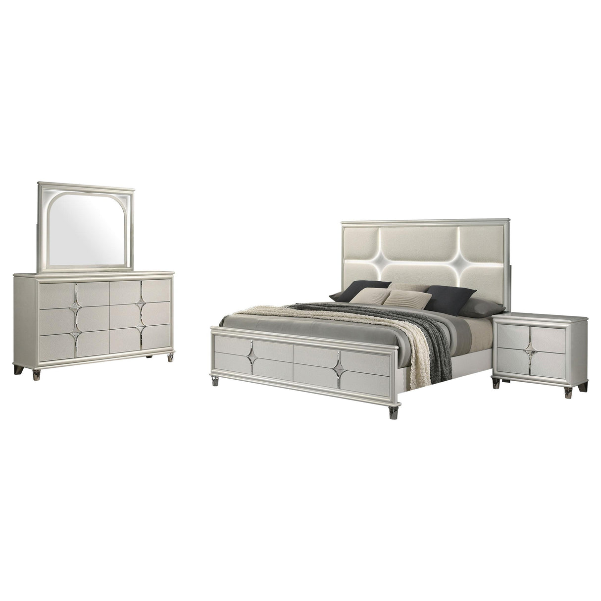 Olivia Pearl White 4-Piece Queen Bedroom Set from Coaster - Luna Furniture