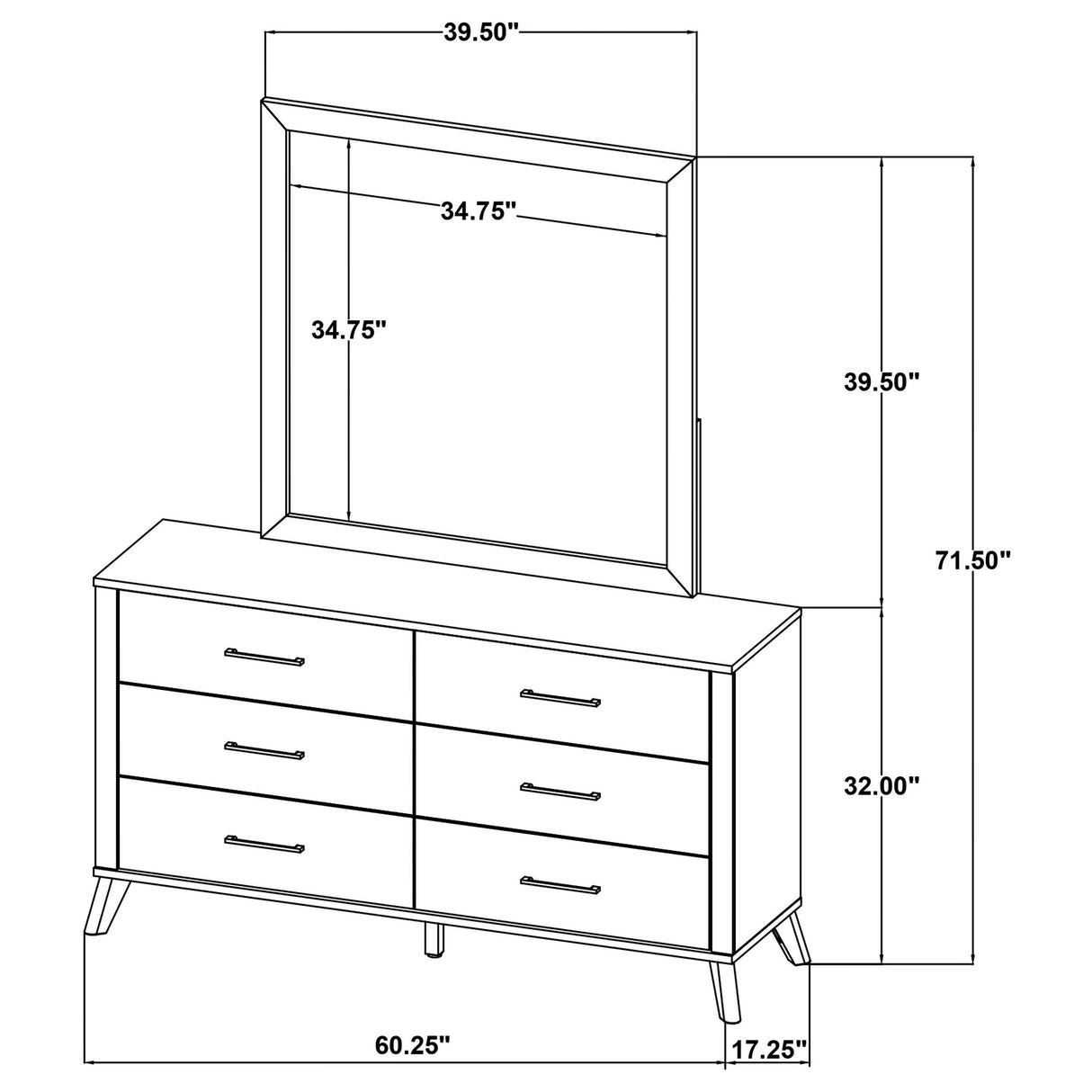 Kaywood Natural Pine 6-Drawer Dresser and Mirror from Coaster - Luna Furniture