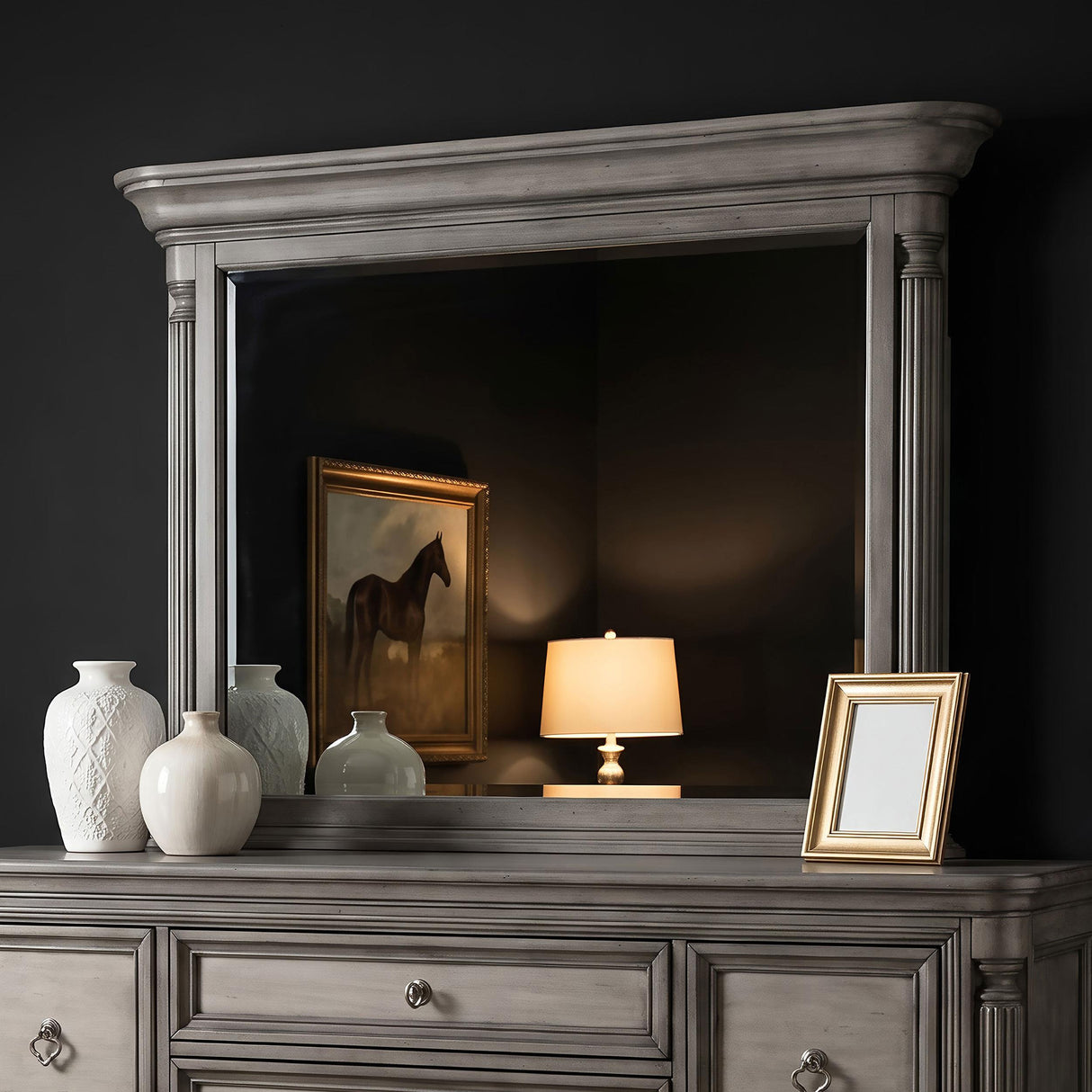 Cresswell Weathered Taupe Rectangular Dresser Mirror