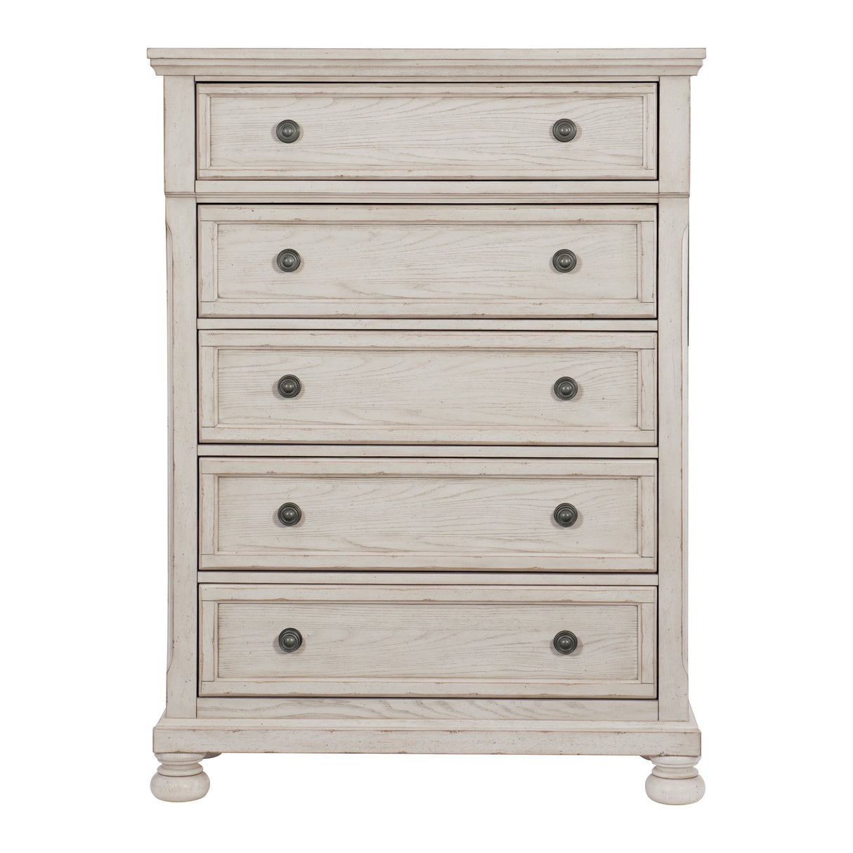 Bethel Wire Brushed White 5-Piece Bedroom Set (Queen Bed, Nightstand, Dresser, Mirror, Chest) from Homelegance - Luna Furniture