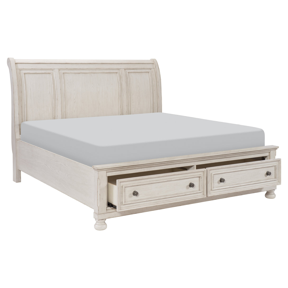 Bethel Wire Brushed White 5-Piece Bedroom Set (Queen Bed, Nightstand, Dresser, Mirror, Chest) from Homelegance - Luna Furniture