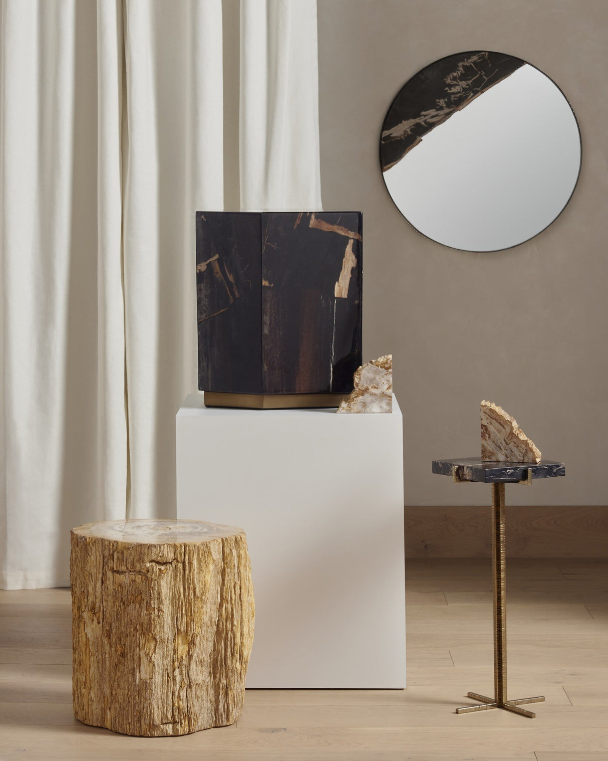 Shep End Table in Dark Petrified Wood from Four Hands - Luna Furniture