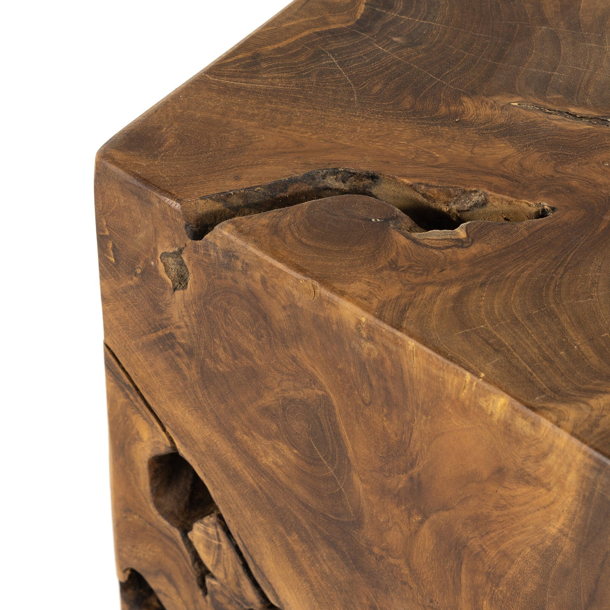 Teak Square Stool in Aged Natural Teak from Four Hands - Luna Furniture
