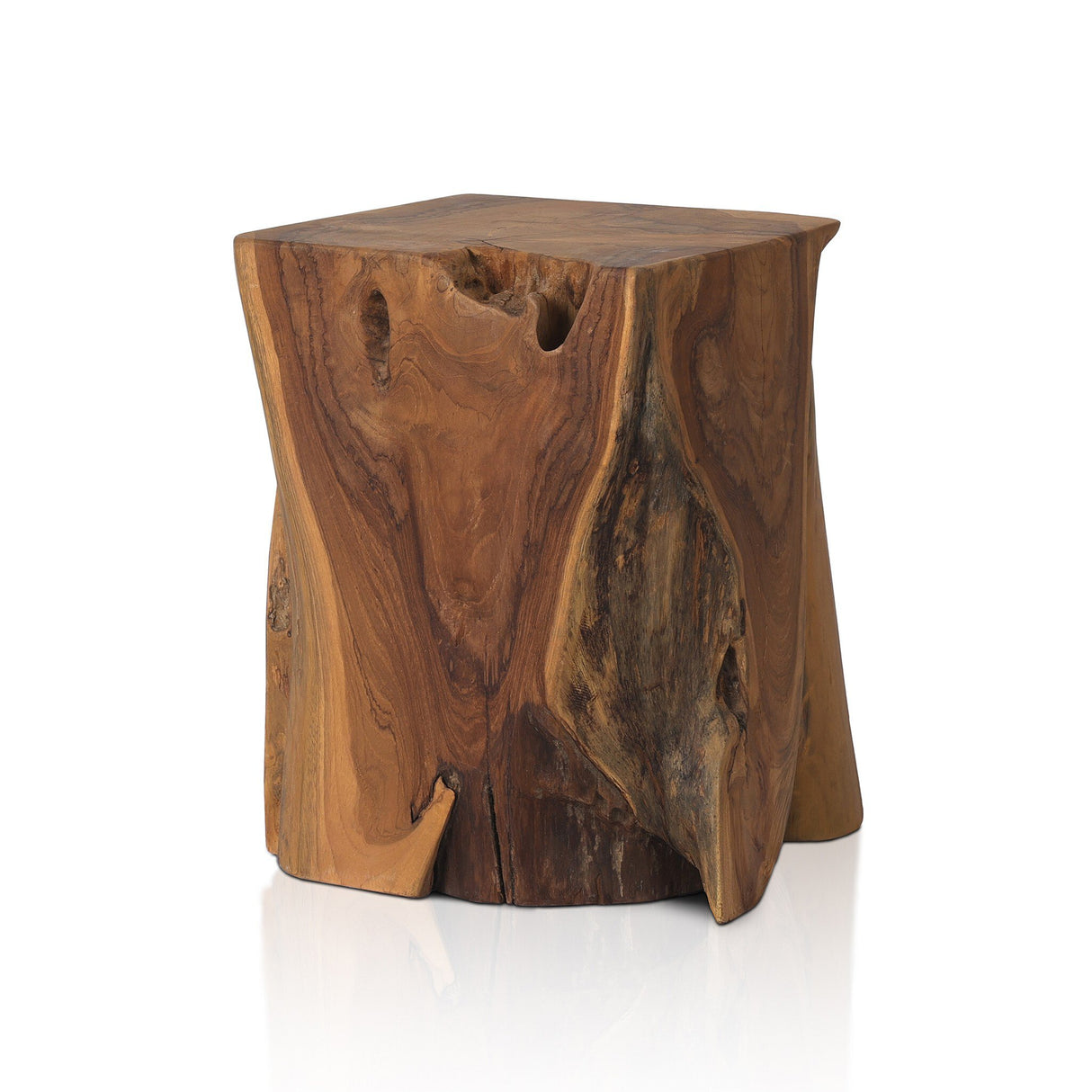 Teak Square Stool in Aged Natural Teak from Four Hands - Luna Furniture