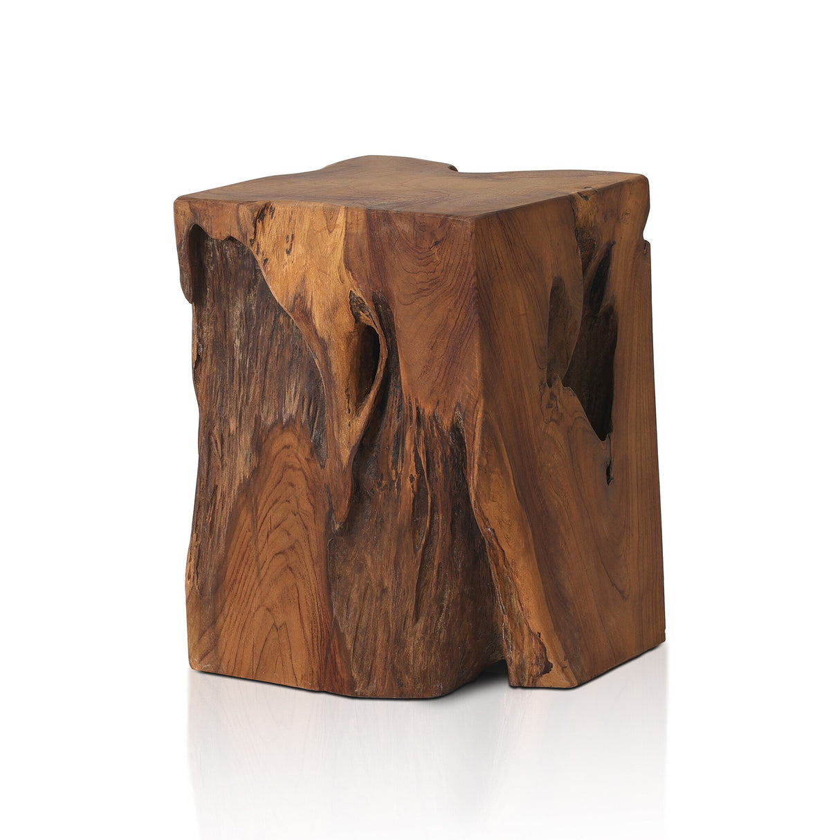 Teak Square Stool in Aged Natural Teak from Four Hands - Luna Furniture