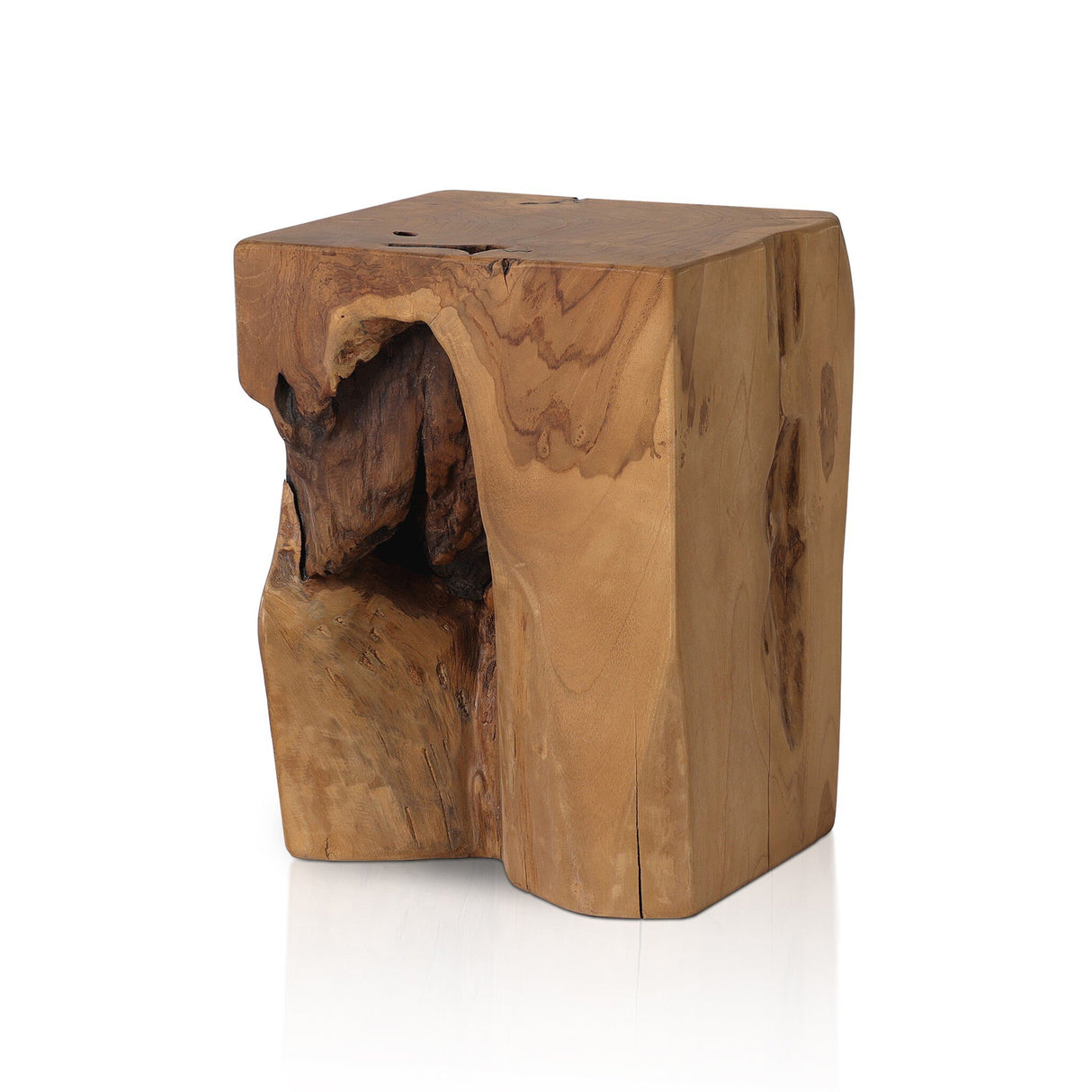 Teak Square Stool in Aged Natural Teak from Four Hands - Luna Furniture