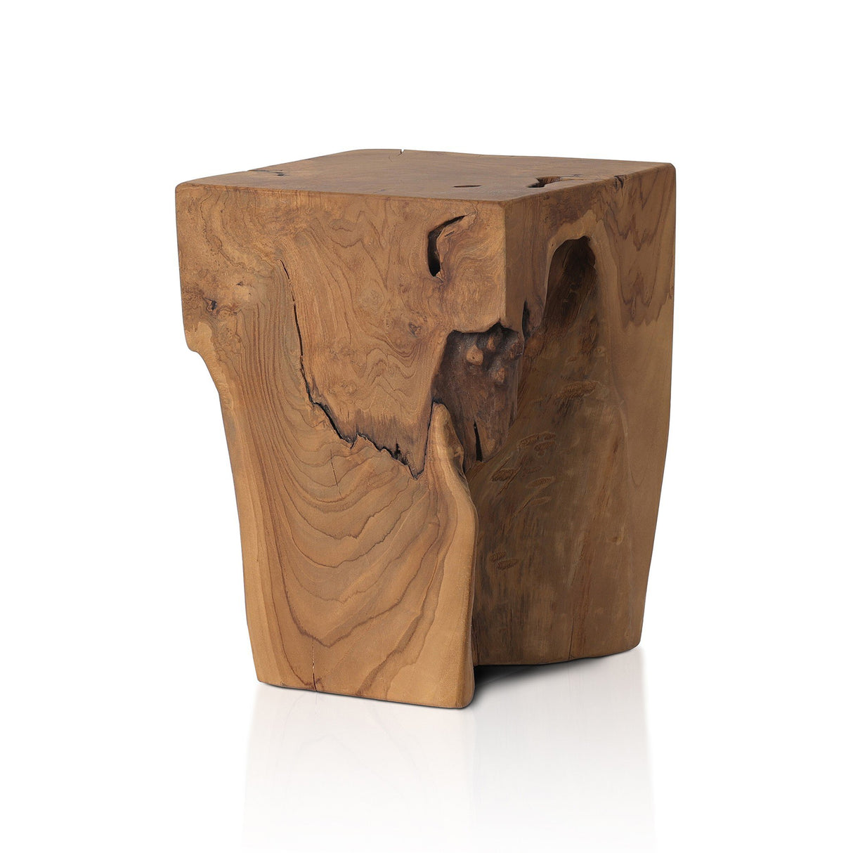 Teak Square Stool in Aged Natural Teak from Four Hands - Luna Furniture
